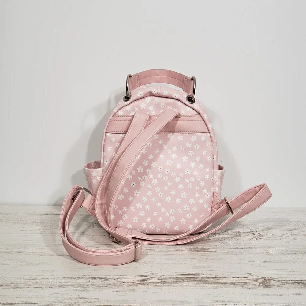 Pink Floral  Faux Leather Mini Backpack  Excellent condition